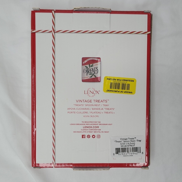 Lenox Vintage Treats "TREATS" Spoon Rest Tray NIB 6.5" - Picture 2 of 6